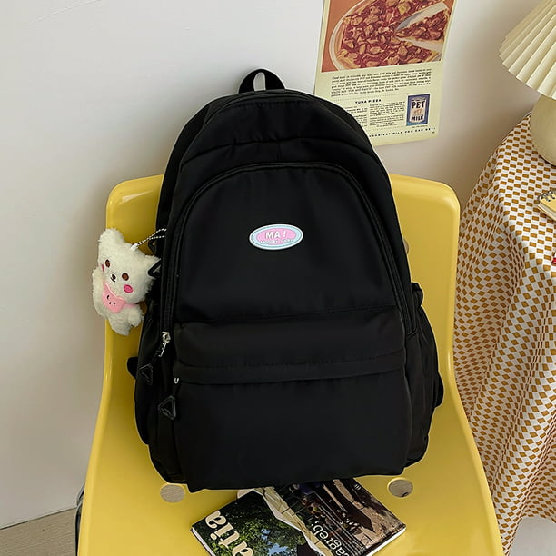 Mochila informal para mujer, mochila escolar, bolsa de viaje para ordenador  portátil, mochila para estudiante, negra