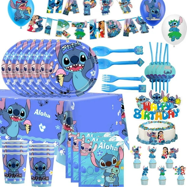 Decoraciones de fiesta de cumpleaños de Ángel de Stitch, vajilla  desechable, globo de Disney, juguetes de Lilo Stitch, suministros para  fiesta de Baby Shower, 10 personas