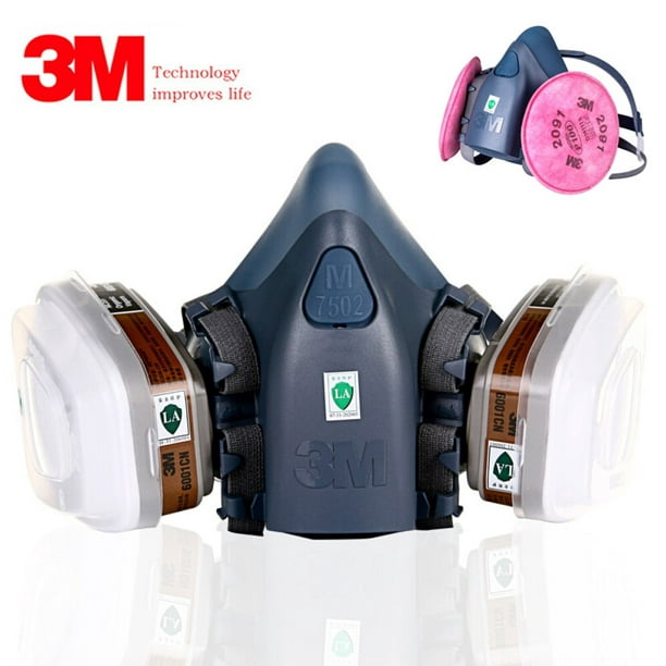 3M-mascarilla de Gas para pulverización, máscara de seguridad química a  prueba de polvo, respirador facial con filtro, 7502