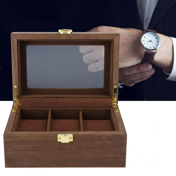 KAMIER Caja organizadora de relojes para hombres, organizador de caja de  reloj de madera de dos niveles para hombres con soporte para reloj y cajón