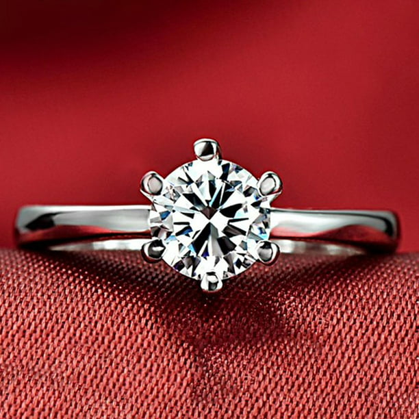 Anillo elegante de Color plateado para mujer, conjunto de anillos de boda  con incrustaciones de piedras de circón blanco, joyería de compromiso