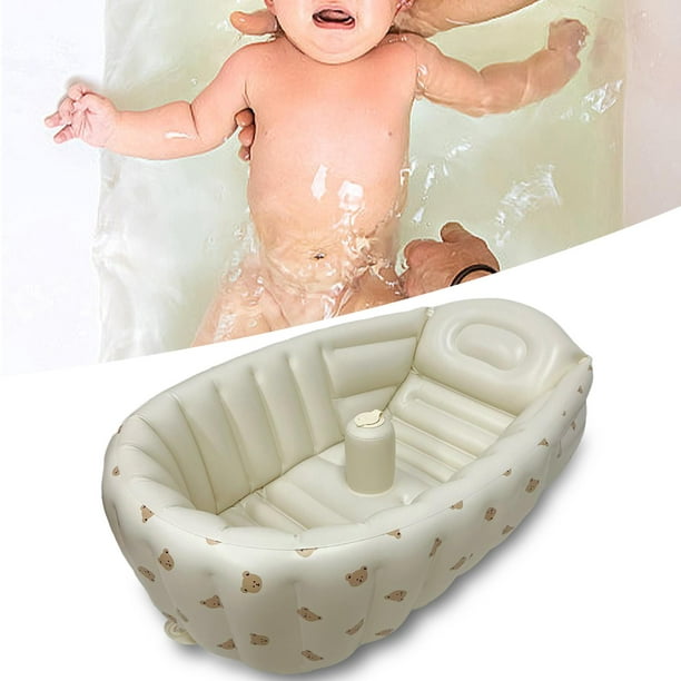 Bañera de bebé recién nacido, bañera de viaje plegable, lavabo de ducha  para sentarse, asiento de viaje portátil, piscina de bebé para bebés, pe  cabezas de oso DYNWAVEMX Bañera inflable