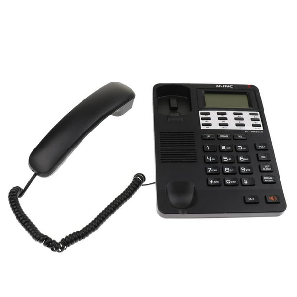  Teléfono de oficina en casa, teléfono con cable, teléfono fijo  de escritorio, no requiere alimentación de CA, redireccionamiento de un  toque, pausa, flash, timbre (negro) : Productos de Oficina