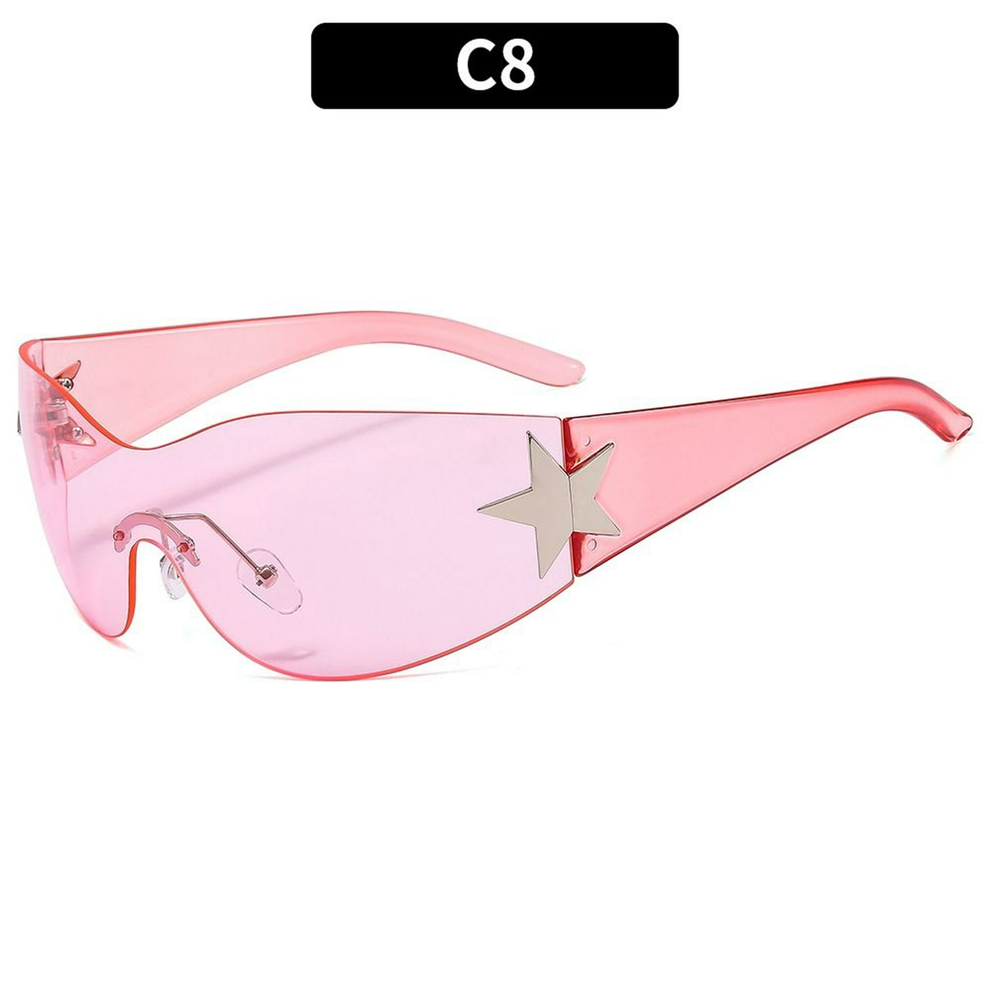 Gafas de sol sin montura Punk para hombre y mujer, lentes deportivas de una  pieza, UV400, Y2K, con estrellas en 3D, a la moda Fivean unisex