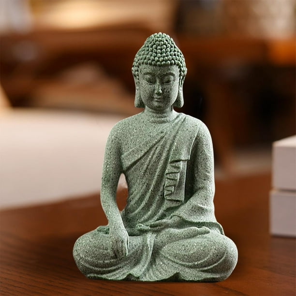 Estatua de Buda pequeña, decoración de budismo, adorno rústico, regalo  decorativo para oficina, habitación, decoración del hogar, porche,  meditación , Tipo A-03 Macarena pequeña estatua de buda