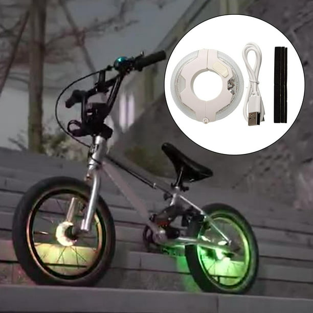 Cubo de luces de rueda de bicicleta recargable de 2 neumáticos, luces LED  impermeables para radios de ciclismo, luz de decoración de bicicleta de 7