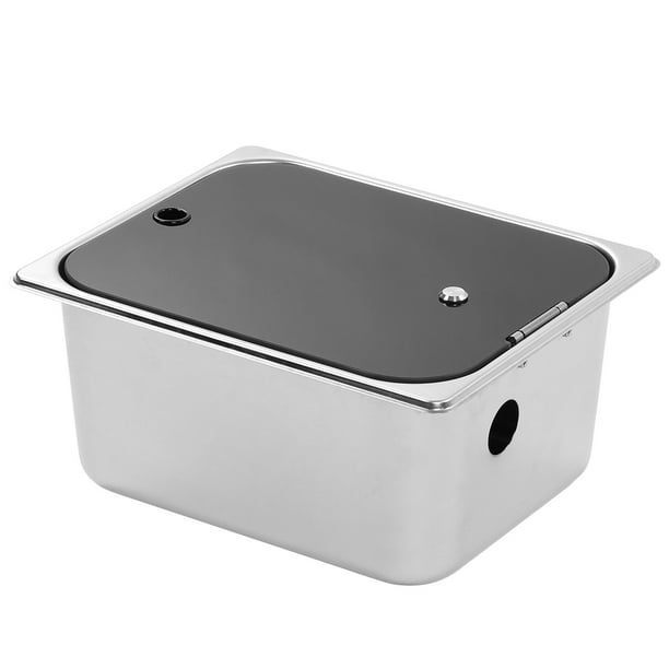 Fregadero cuadrado de acero inoxidable, lavabo individual de cocina  plegable con tapa de vidrio templado para caravana RV Ticfox