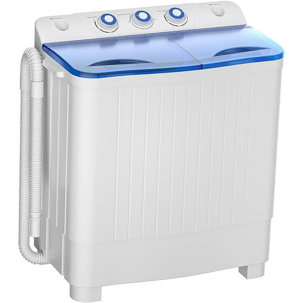 Mini lavadora portátil, lavadora compacta de doble tina con lavadora  giratoria, bomba de drenaje por gravedad y manguera de drenaje