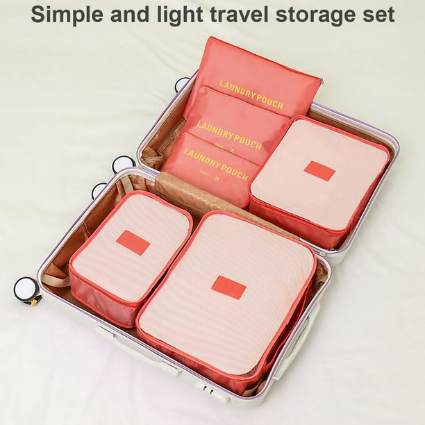 Bolsas de almacenamiento de viaje Paquetes de ropa Bolsas de compresión de  equipaje Maleta organizadora de lavandería, rojo sandía 6 piezas  Guardurnaity LF0127-06B