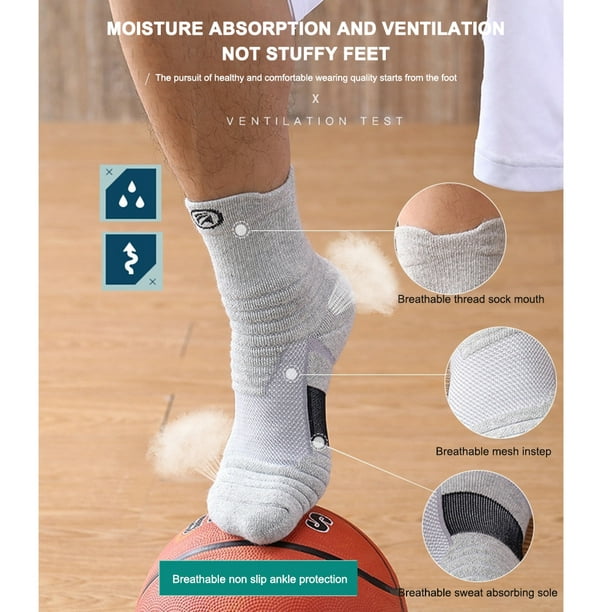Ropa de Deporte 2 uds calcetines deportivos de ciclismo para hombre  profesional calcetín de fútbol de baloncesto (gris)