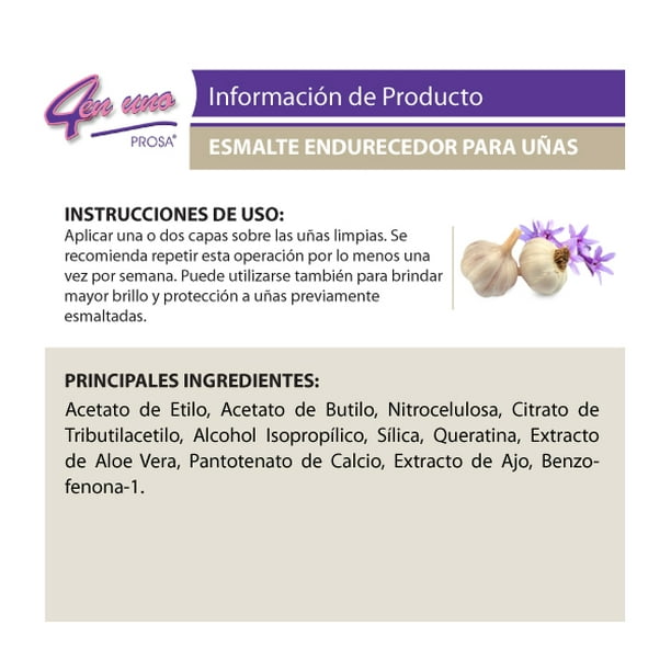 Farmacias del Ahorro, Prosa endurecedor para uñas ajo calcio 15 ml
