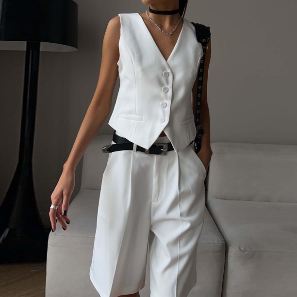 Blazer blanco traje de pantalón para mujer conjunto de pantalón blanco para  mujer traje de chaqueta para mujer pantalones chinos traje de mujer ropa de  oficina para mujer -  México