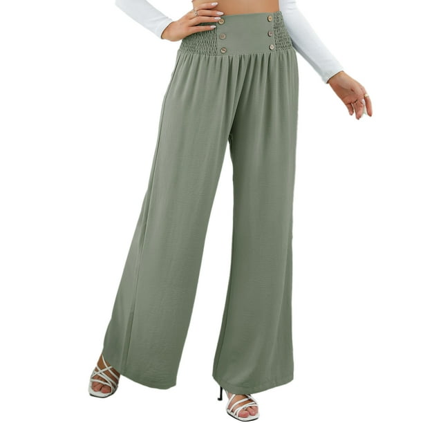 Pantalones De Mujer, Pantalones Sueltos Casuales De Pierna Ancha De Tela De  Poliéster De Moda Para La Playa Cergrey Púrpura XL