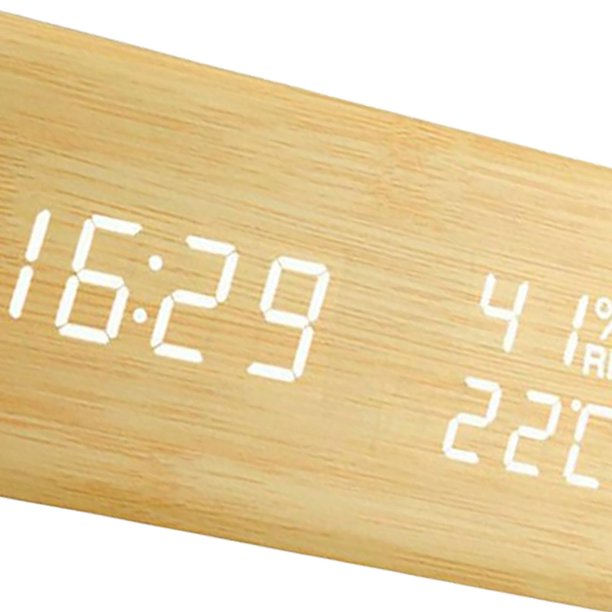 Reloj Despertador de madera LED, dispositivo electrónico de escritorio  alimentado por USB/AAA, Control por voz