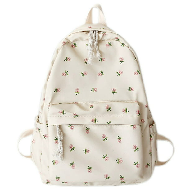 Mochila escolar coreana para estudiantes, mochilas escolares blancas  florales para chicas adolescentes, mochila bonita para mujer, bolsa para  libros de marca, mochila de nailon Fivean unisex