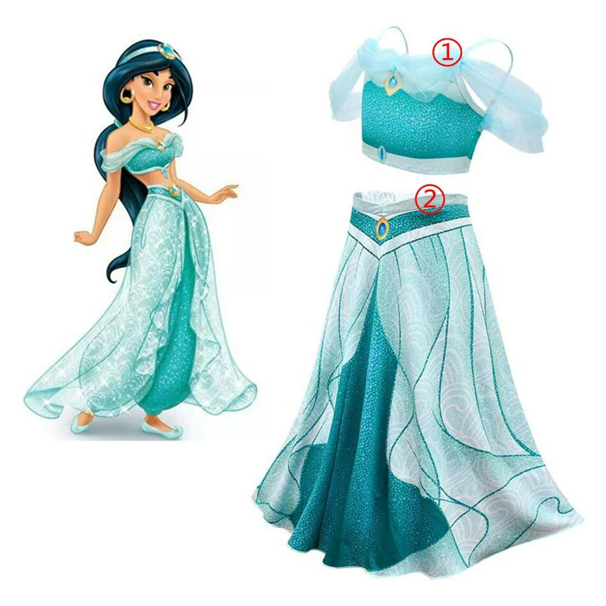 Mujer Aladdin Disfraz Jazmín Princesa Fancy Dress Up Fiesta Cosplay Outfit