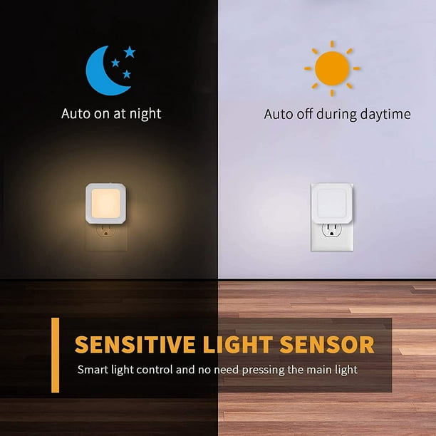 Luz nocturna LED, DORESshop luces nocturnas enchufables en la pared [paquete  de 2] con sensor de atardecer a amanecer, regulable