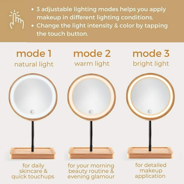 Espejo Para Maquillaje Tocador Soporte Celular 3 Luz Led Usb
