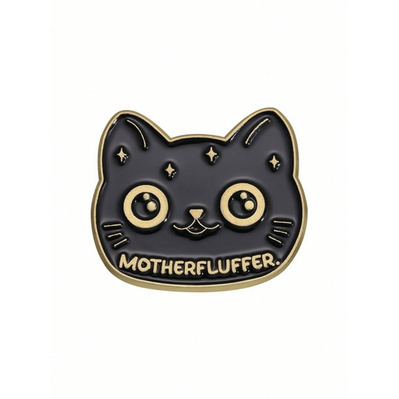 1pc black cat head shaped brooch with cute cartoon animal badge suitable for daily clothing backpack and fashion accessory for men and women