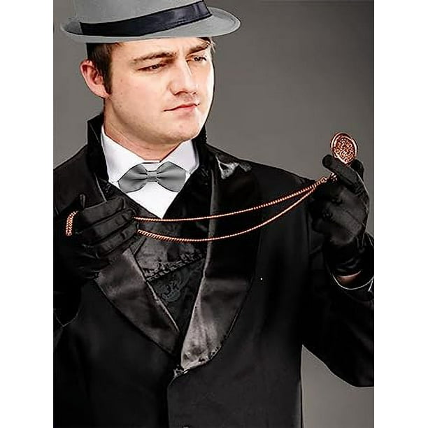 Gatsby - Accesorios de los años 20 para hombre, etilo gánster, sombrero,  tirantes, corbata de lazo, reloj de bolsillo