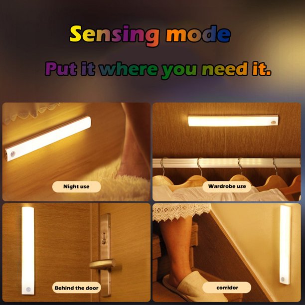 Lámpara LED con Sensor de movimiento PIR para debajo del gabinete, luz  nocturna regulable, recargable, para escaleras, armario, habitación,  pasillo, tubo, barra, Bombilla detectora