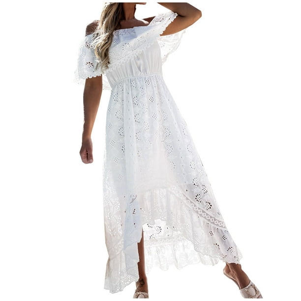 Vestido Blanco Casual de Playa o Fiesta Dama Mujer Bohemio –