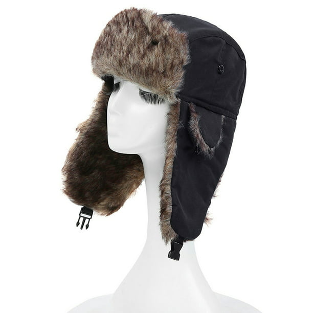 Gorro ruso unisex, cálido soldado con orejeras, gorro de esquí invierno, gorra/sombreros Irfora Negro | Bodega Aurrera en línea