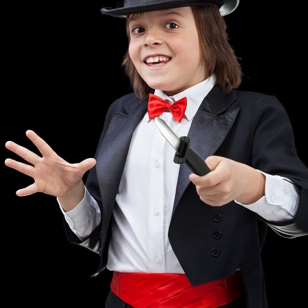Conjunto de disfraz de sombrero de copa rojo y blanco, guantes blancos  hasta la muñeca y corbata de lazo rojo grande para niños y adultos
