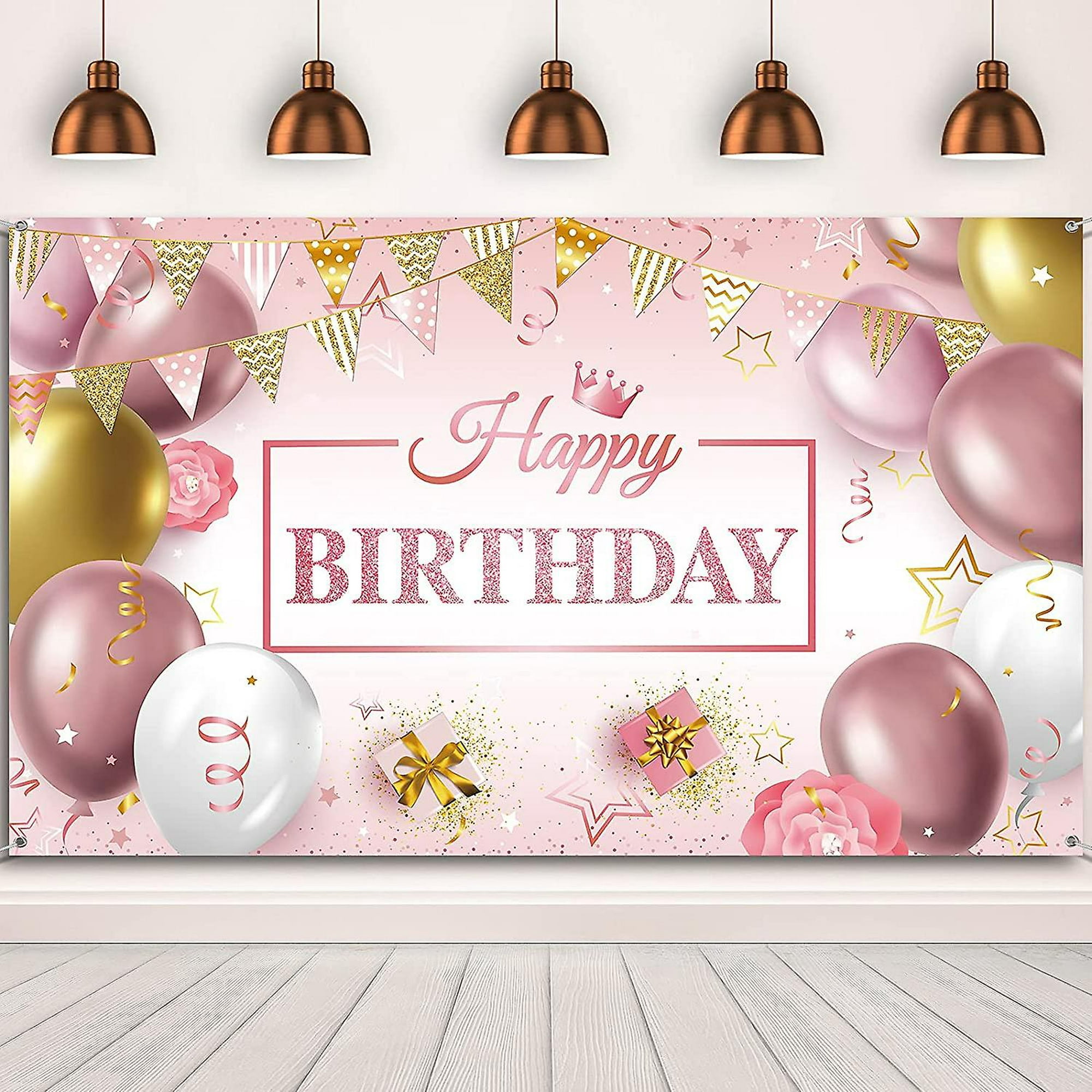 Pieza central de globos de feliz cumpleaños de oro rosa / Globos de  cumpleaños de oro rosa / Globos de cumpleaños de niñas / Globos de  cumpleaños de compañeros de trabajo -  México
