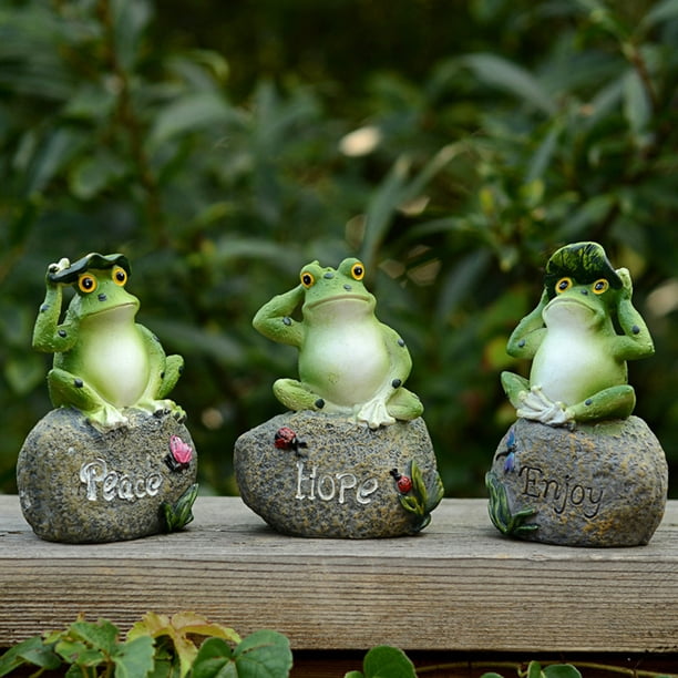 Macetas de estatuas de rana de yoga, figuras de animales de resina con  orificio de drenaje, recipientes de escultura zen para decoración de jardín