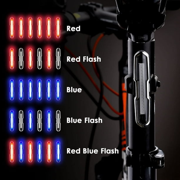 Luz Trasera para Bicicleta Recargable USB, Super Brillante Rojo