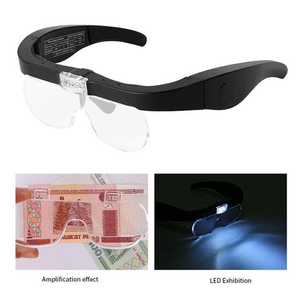 Lupa de Cabeza con Luz LED para Joyeria Trabajo Cercano con 5 Lentes de  Aumento 