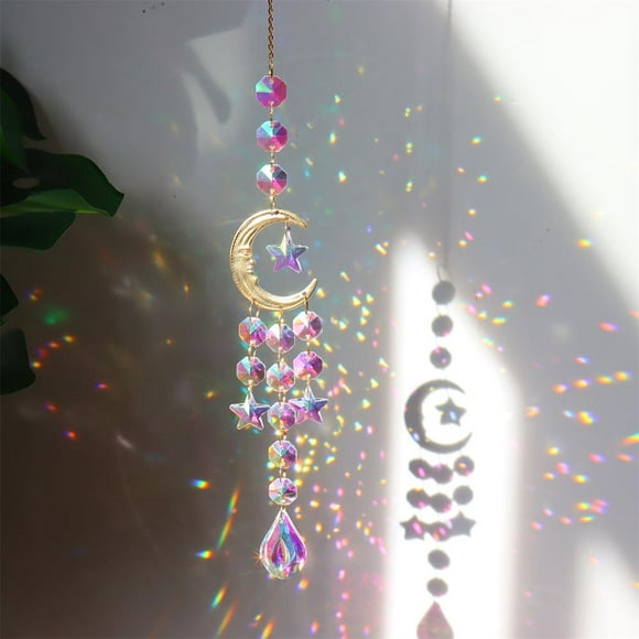 carillón de viento wind chime light catcher adorno colgante pipa crystal moon prism decor a wdftyju libre de bpa
