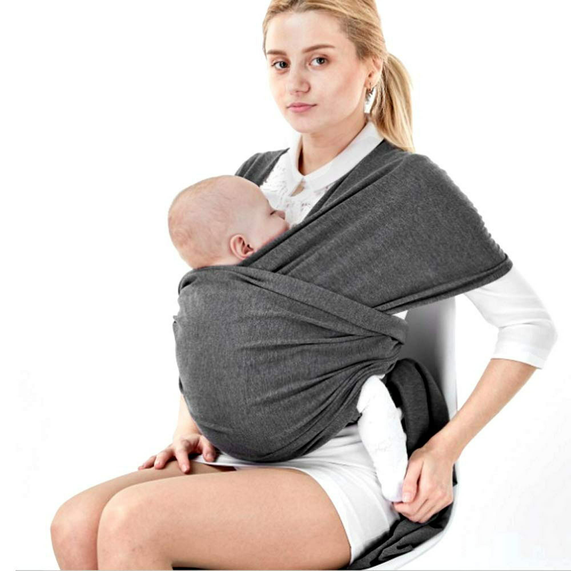 LAT Fular portabebé para recién nacidos, Fular porteo elastizado y  ergonómic,Porta bebés manos libres, Marsupio bebé y Niños hasta 15 Kg, Gris