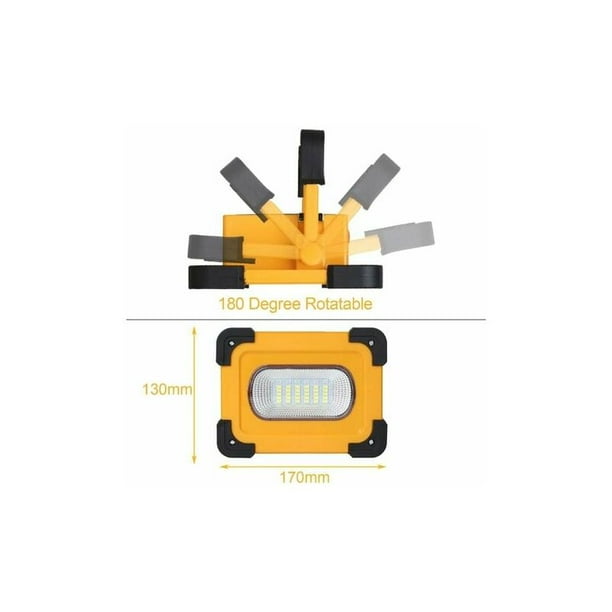 Reflector LED recargable T-SUN 60W 3000 lúmenes Luz de trabajo con batería  de 9000mAh 4 modos Panel solar Linterna portátil Reflector para exteriores  JAMW Sencillez