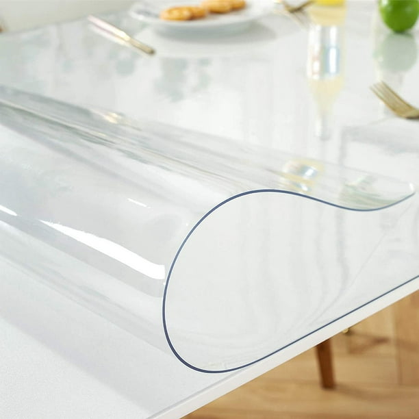 Mantel de PVC transparente de vidrio suave, mantel de plástico  transparente, rectangular, 100% impermeable, 0.079 in, para cocina,  comedor, picnic al
