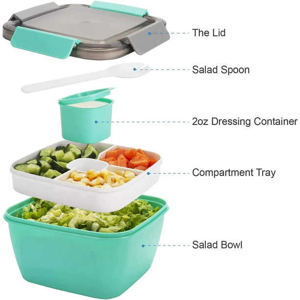 azul) Fiambrera con compartimento de subdivisión, Caja de comida