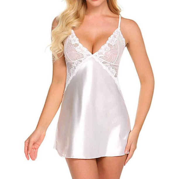 Camisón Sexy Lencería De Encaje Satén Seda Ropa De Dormir Sexo