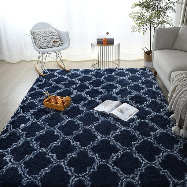 Ompaa Alfombras de pasillo esponjosas, 2 x 6 pies, color azul marino, súper  suave, alfombra larga para dormitorio, sala de estar, dormitorio, sala de