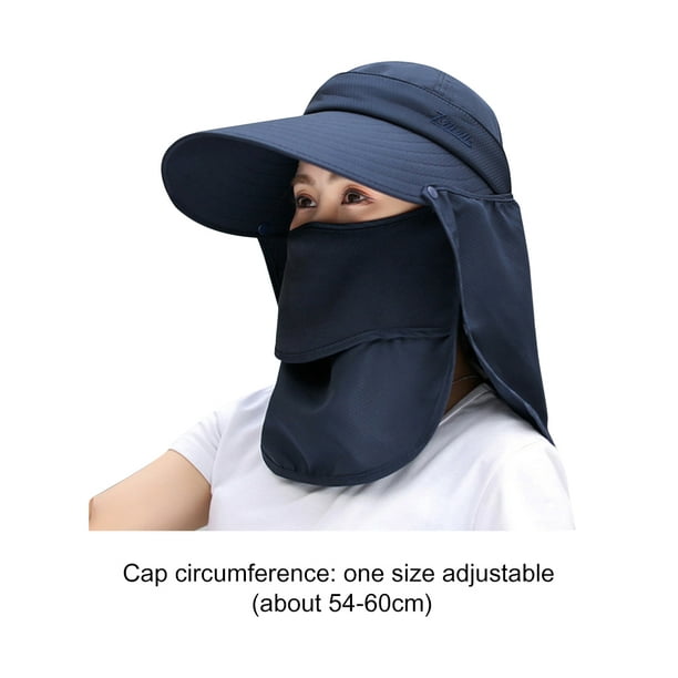 Sombrero Para El Sol Sombrero de ala ancha con protección solar para mujer,  anti UV, cuello de playa, máscara facial, gorra (gris) Likrtyny Para