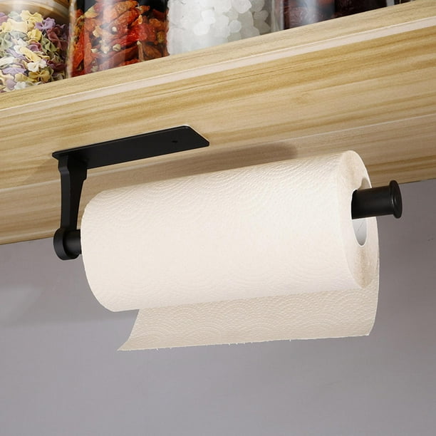 Portarrollos de papel adhesivo para debajo del pequeña sala para cocina,  soporte de pared para toallas de papel, portarrollos de papel higiénico,  con Negro 124 pulgadas BLESIY Portarrollos de papel