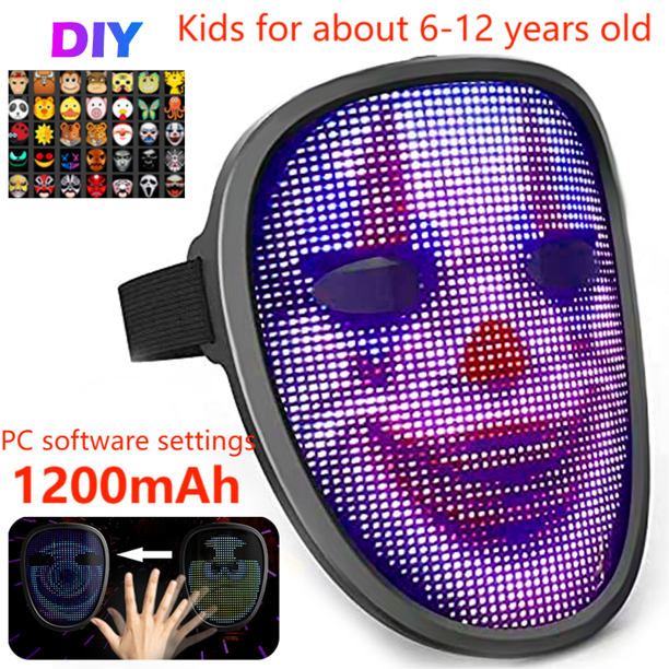 Máscara LED Para Fiestas | Pantalla Con 2074 LEDs, App Para Personalizar, Ideal Halloween Y Cosplay