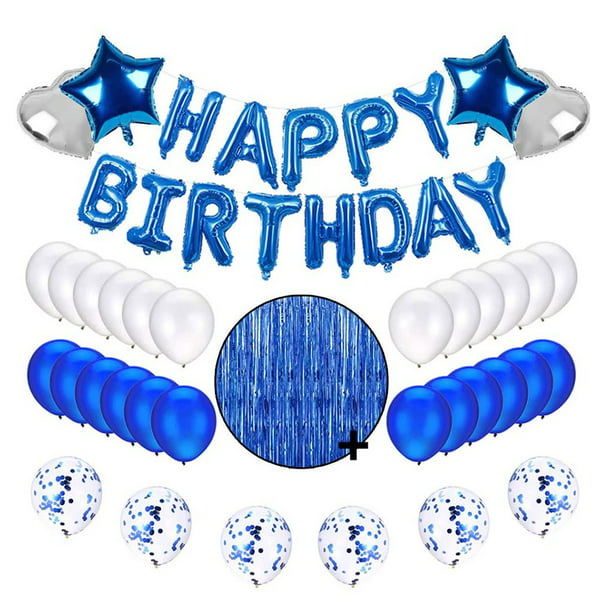 Cartel de feliz cumpleaños banderines globos de fiesta azul confeti globo  de látex fiesta decoracion Zhivalor BST3028589-1