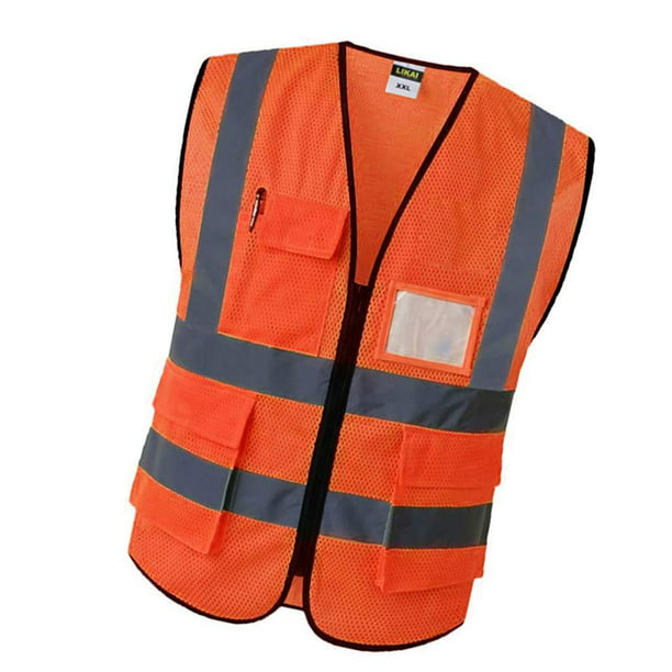 Chaleco de seguridad de , , 3 tamaños, 2 colores para elegir - Naranja l,  tal se describe Yotijar Chaleco reflectante de seguridad