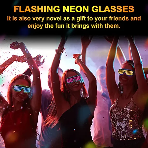Light Up Flashing Shutter Neon Rave Gafas El Wire LED Gafas de sol