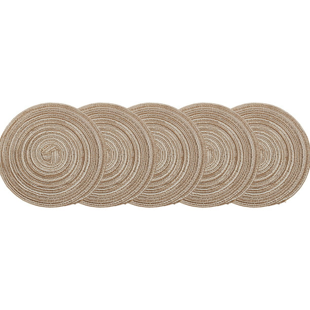 ER Juego de 6 (35 cm) - Manteles individuales de jacinto de agua tejido  natural, manteles individuales redondos tejidos, manteles individuales de  paja tejida ER