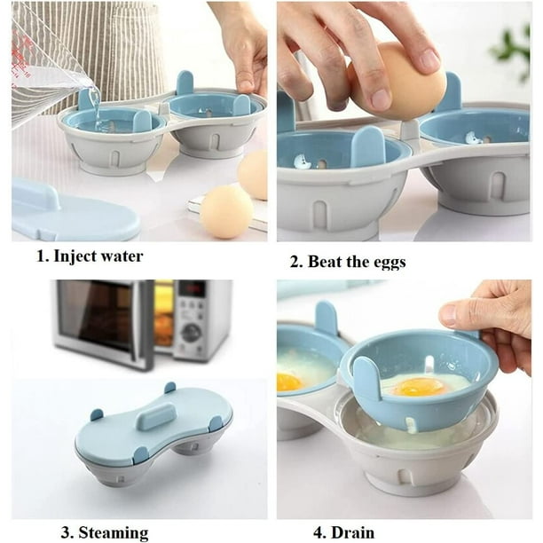 Máquina de huevos para microondas con 2 cavidades utensilios de
