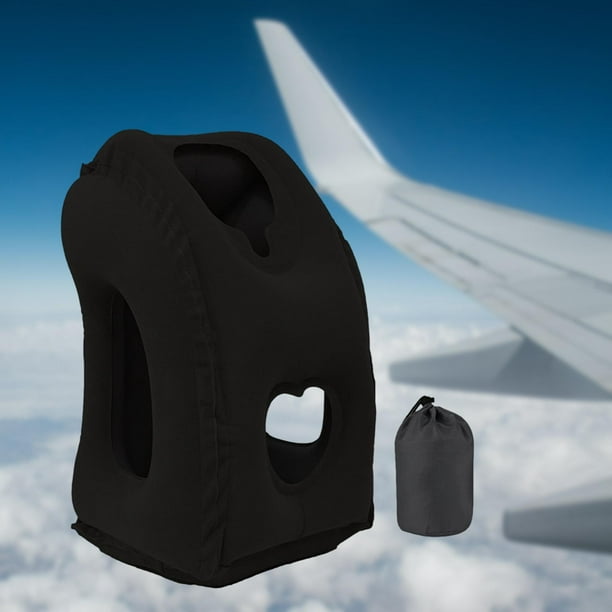Almohada De Viaje Avión Cojín Cuello Inflable Cómodo Negro