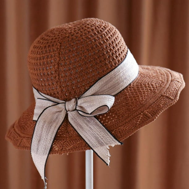 Sombrero plegable para mujer con protección para la playa, sombrero de Café  oscuro jinwen Sombrero de sol plegable para mujer