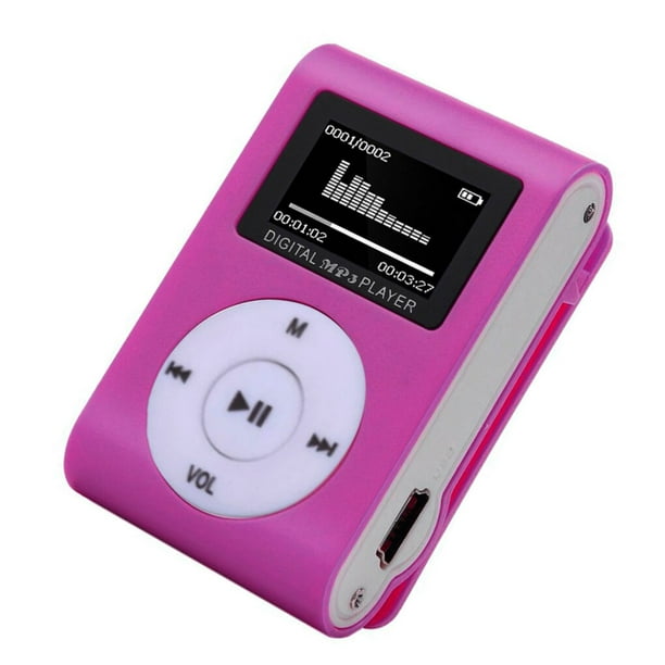 Mini reproductor MP3 portátil con Clip, reproductor de música MP3 con  pantalla LCD, compatible con tarjeta